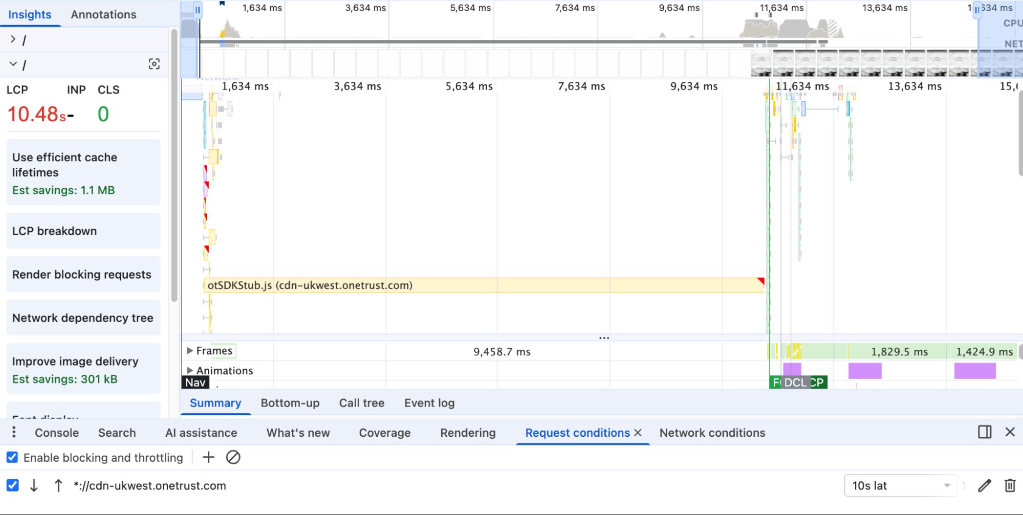 Chrome DevTools Request Throttling SPOF Test