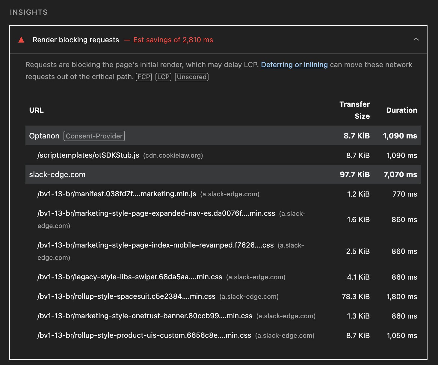 Lighthouse Render Blocking Requests